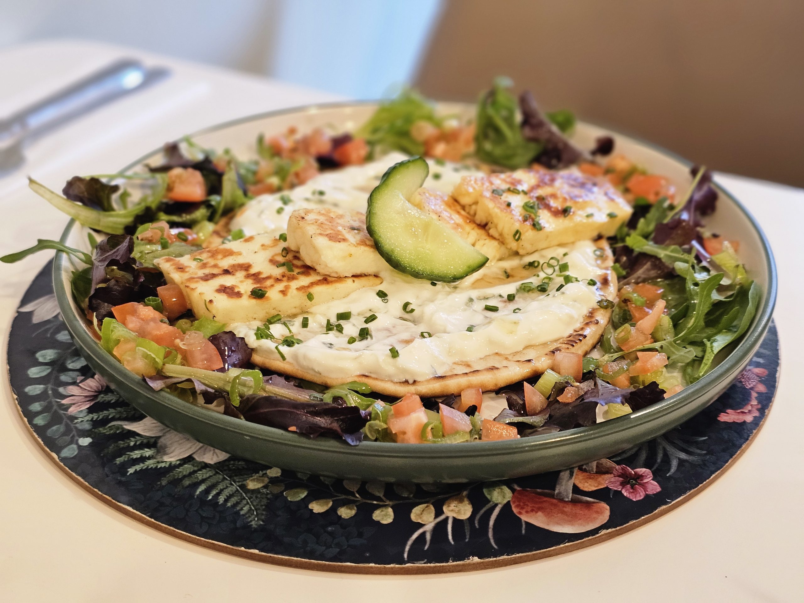 Hot honey halloumi flatbread